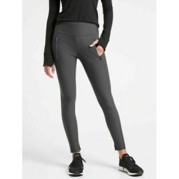 ATHLETA Stellar Tight Anthracite Grey Work Travel Size XXS Zipper Pockets Pants - Picture 2 of 12